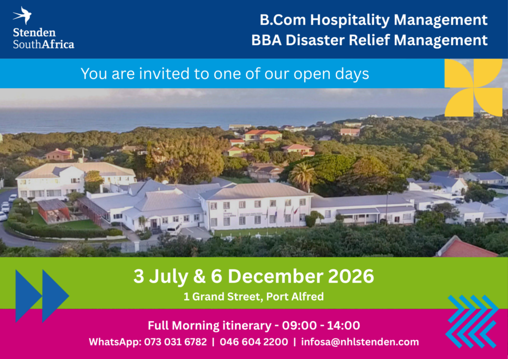 Open Day Dates 2026 (A4 (Landscape)) Stenden South Africa Open Day 3 July and 6 December 2026